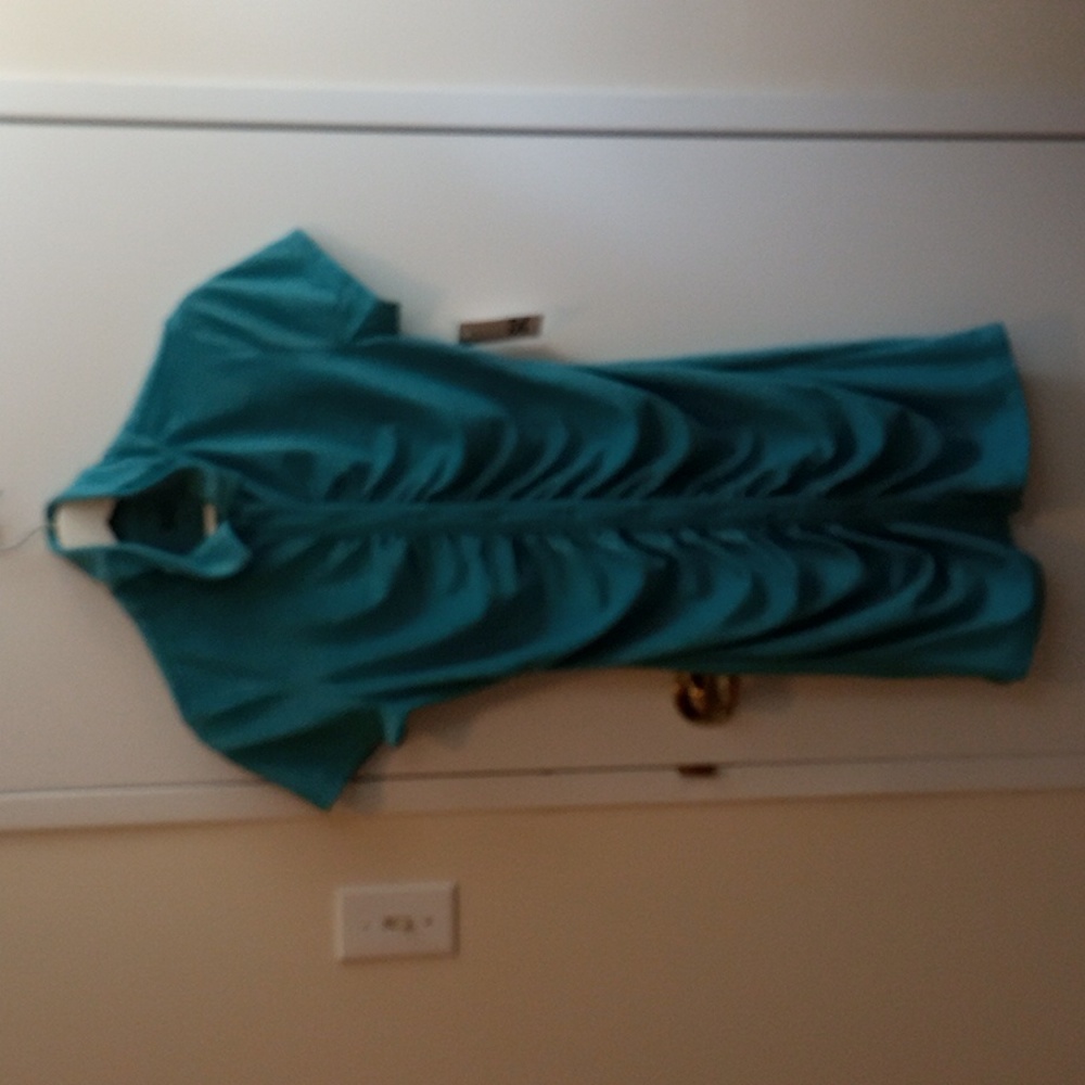 2/$25 SO Goods For Life Aldon Blue  Short Sleeve Shirred Dress Size M